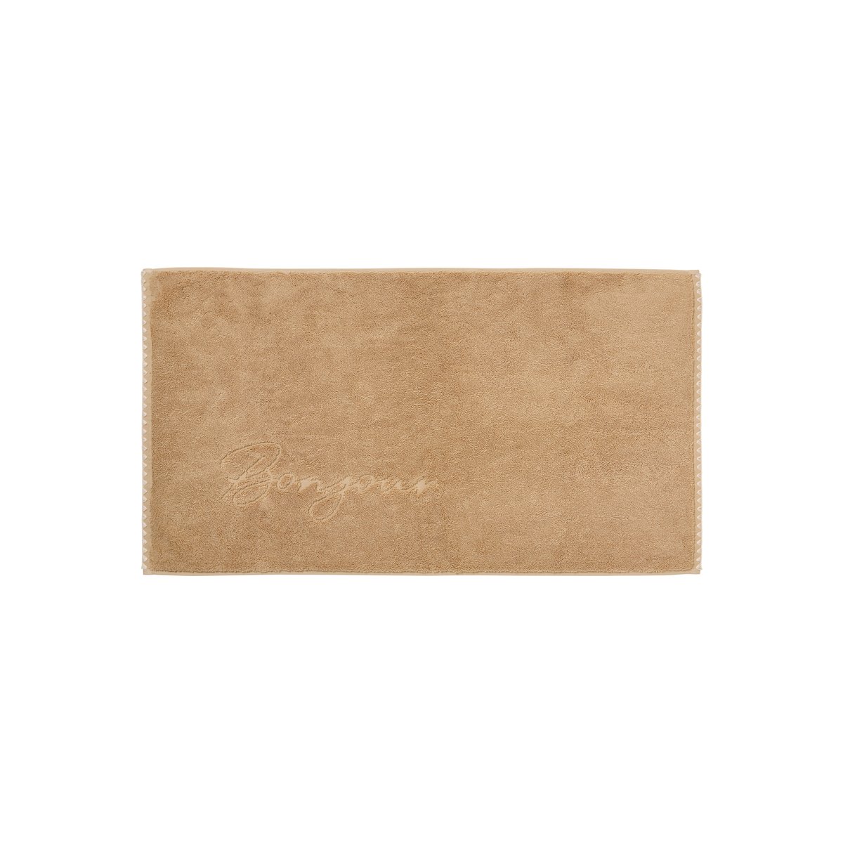 Tapis de bain cotion bio CRUSH beige, CARRE BLANC