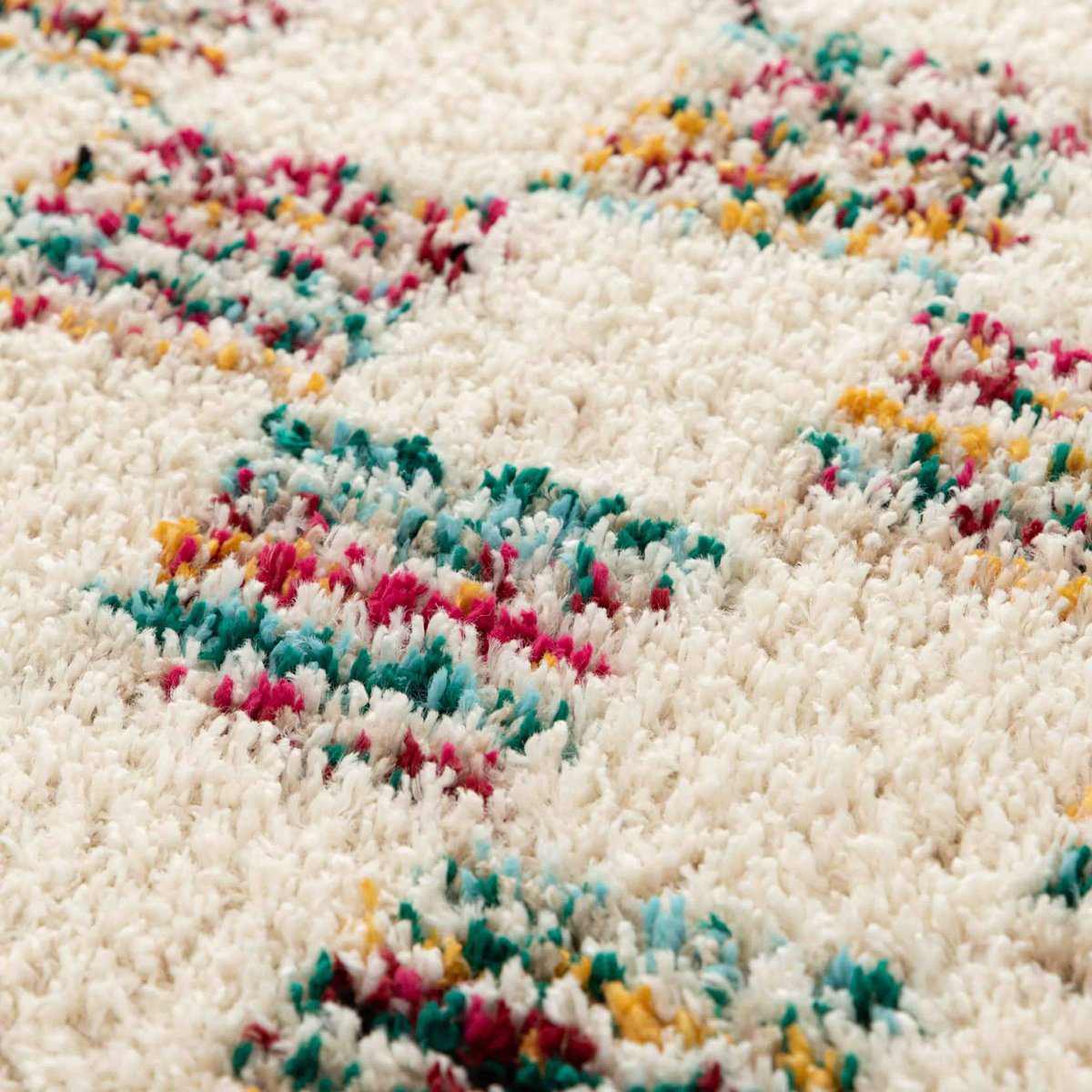 Tapis shaggy rectangulaire en polypropylène, CANDY blanc, OVIALA