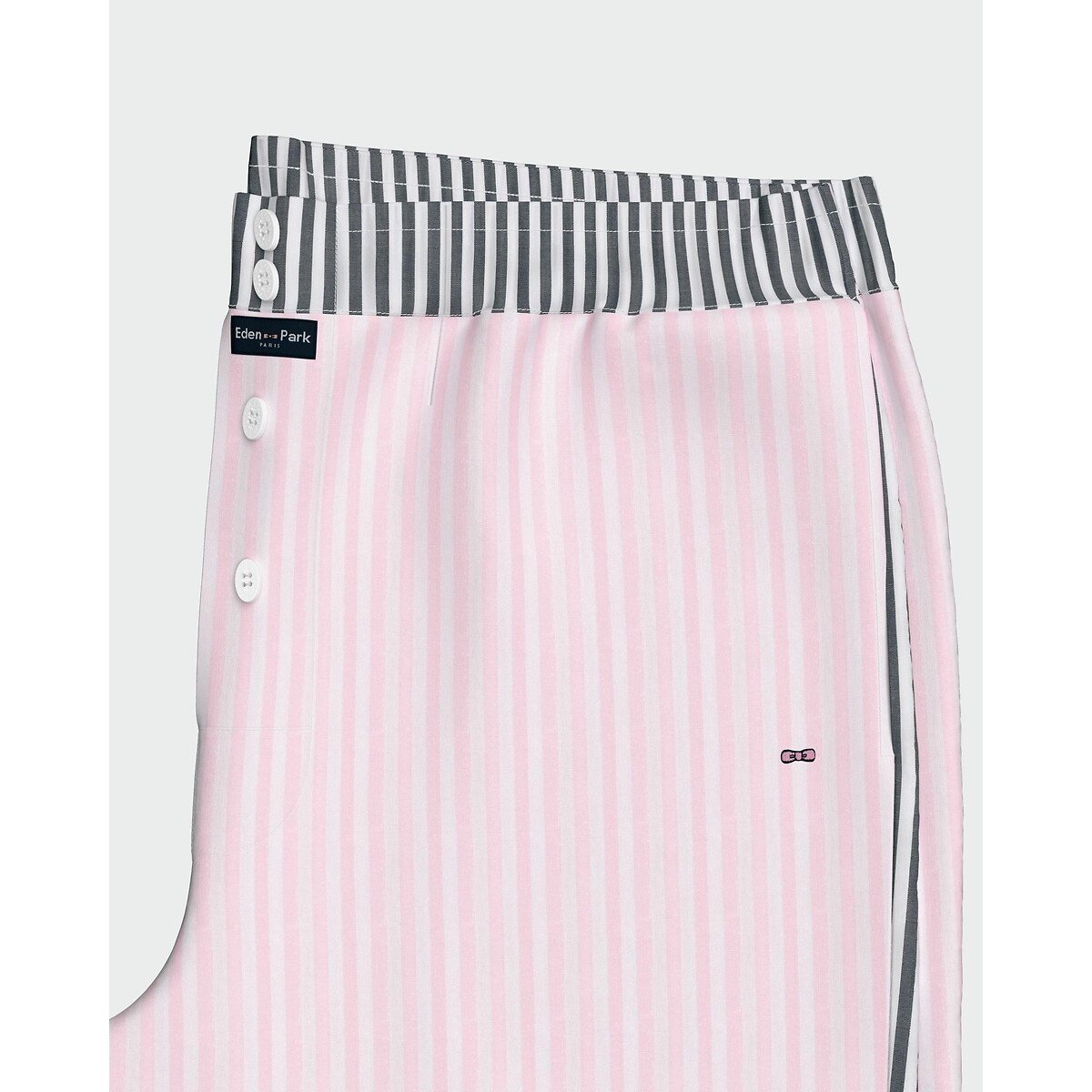 Pyjashort avec bas rayé rose + bleu marine, EDEN PARK