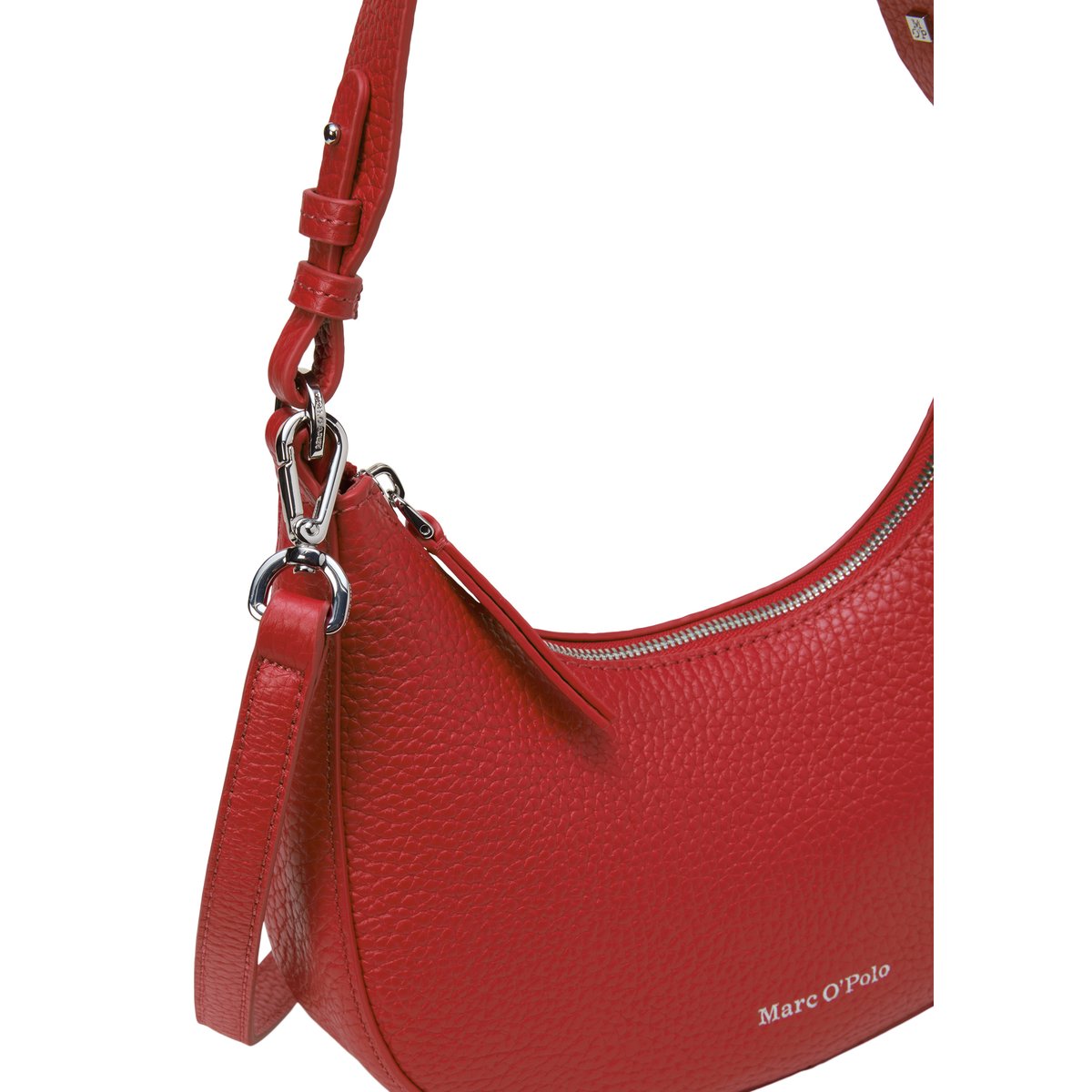 Sac à bandoulière medium en cuir de vache finement grainé rouge, MARC O'POLO