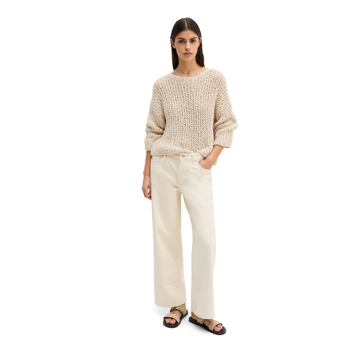 Pull loose cropped en coton organique mélangé Club gris clair, MARC O'POLO