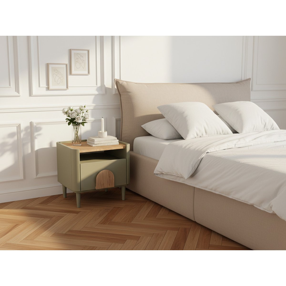 Lot de 2 tables de chevet , ENYRA vert, BOBOCHIC
