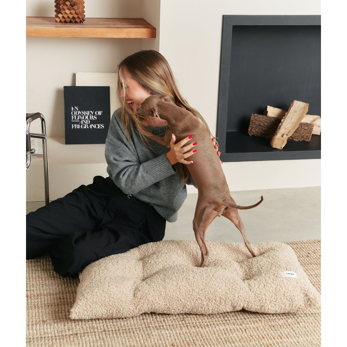 Coussin de lit pour chien effet bouclette, BELA beige, CAFIDE
