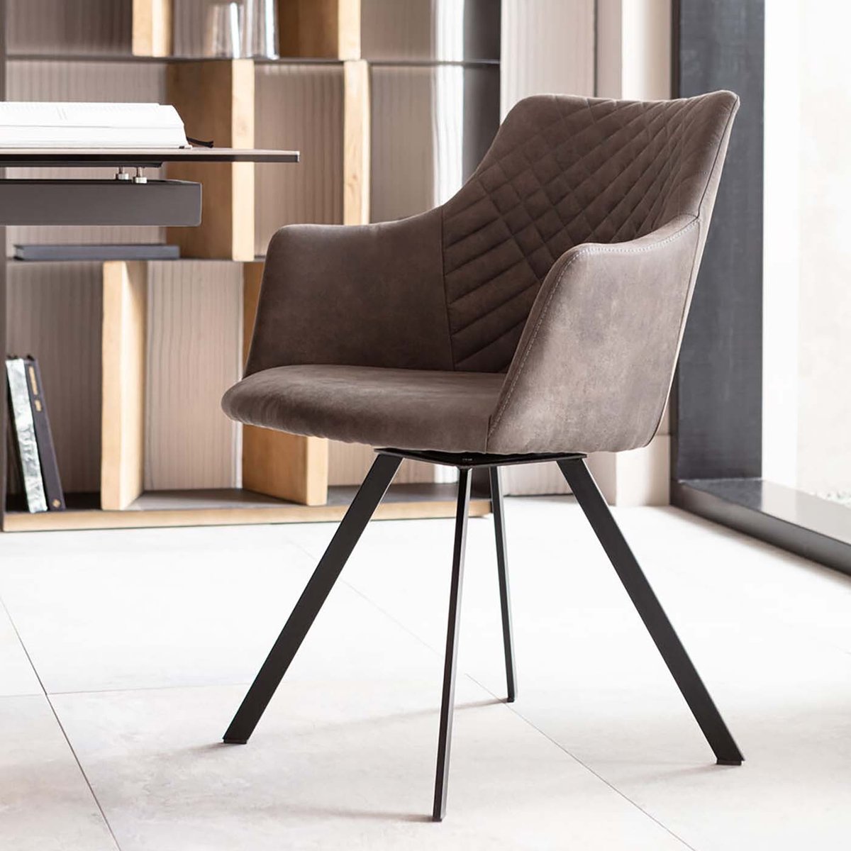 Chaise avec accoudoirs pivotante, COCO anthracite, KARE DESIGN