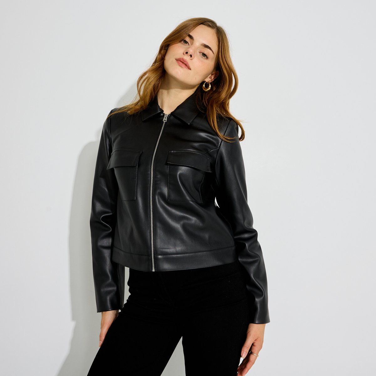 Veste mi-saison col chemise noir, GRAIN DE MALICE