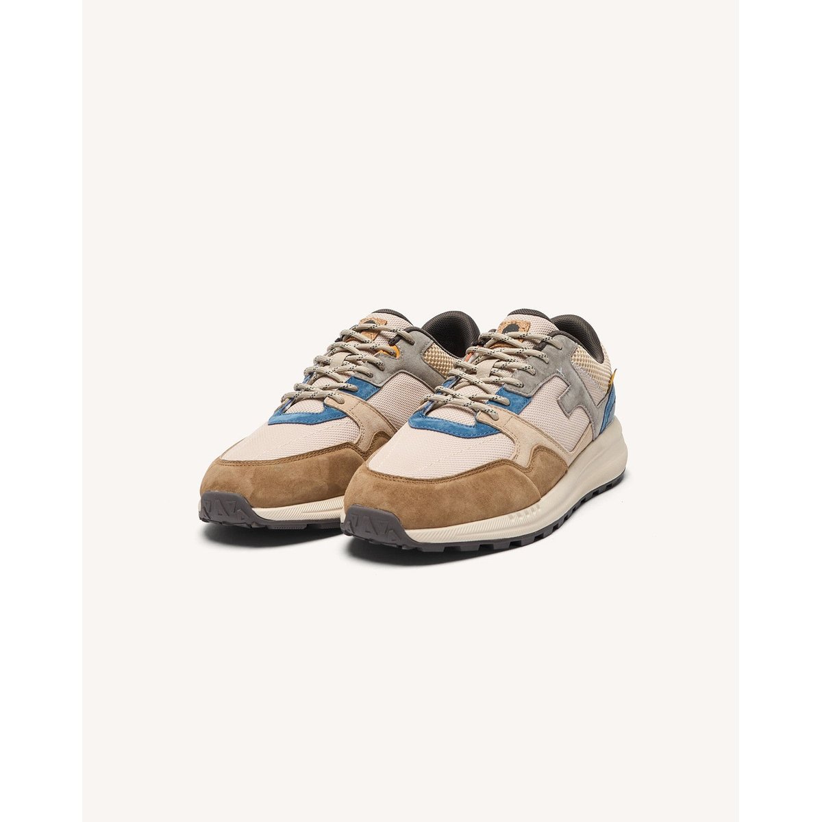 Running suede tissu LIMWOOD camel et bleu marine, FAGUO