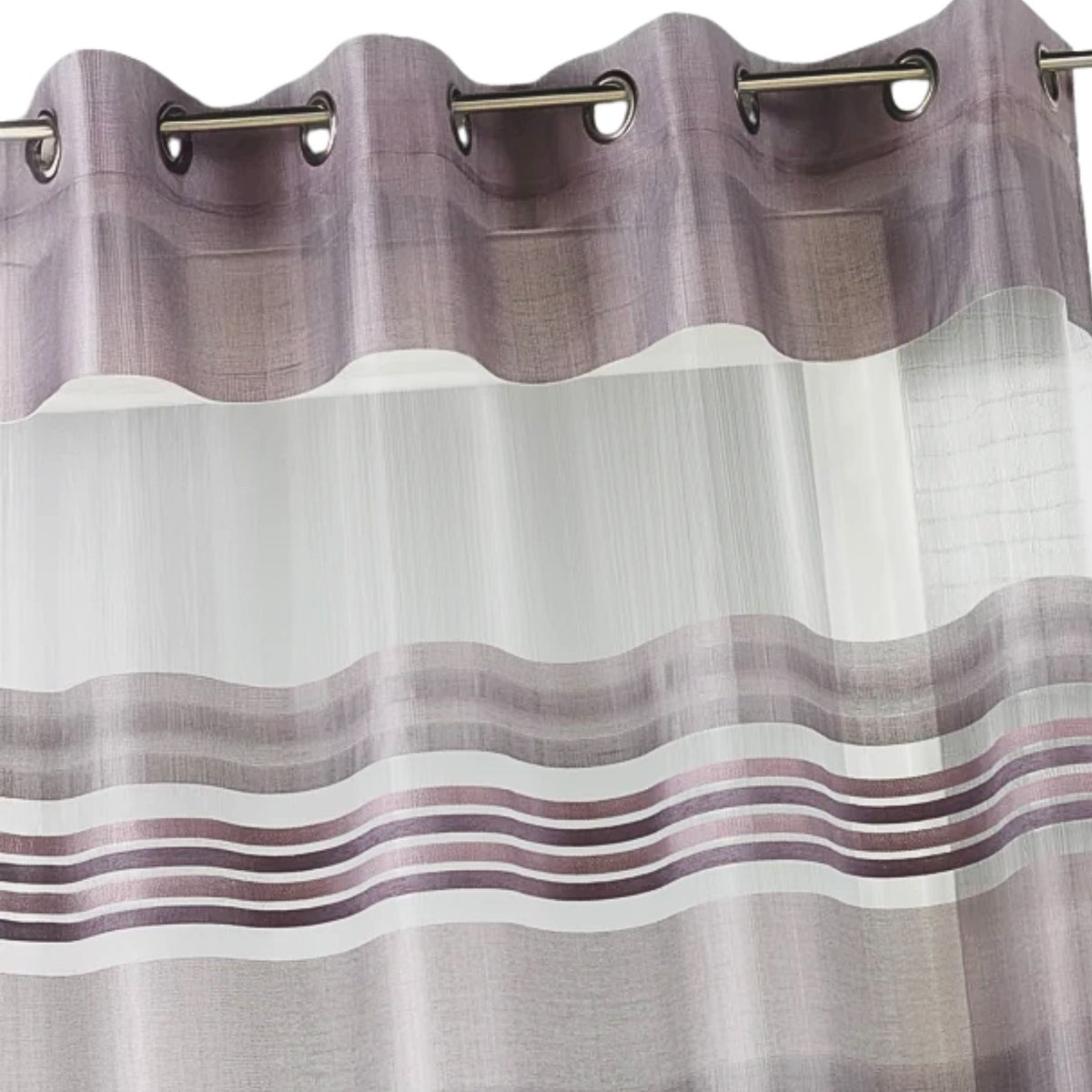 Voilage organza rayures horizontales tissées vieux rose, HOME MAISON
