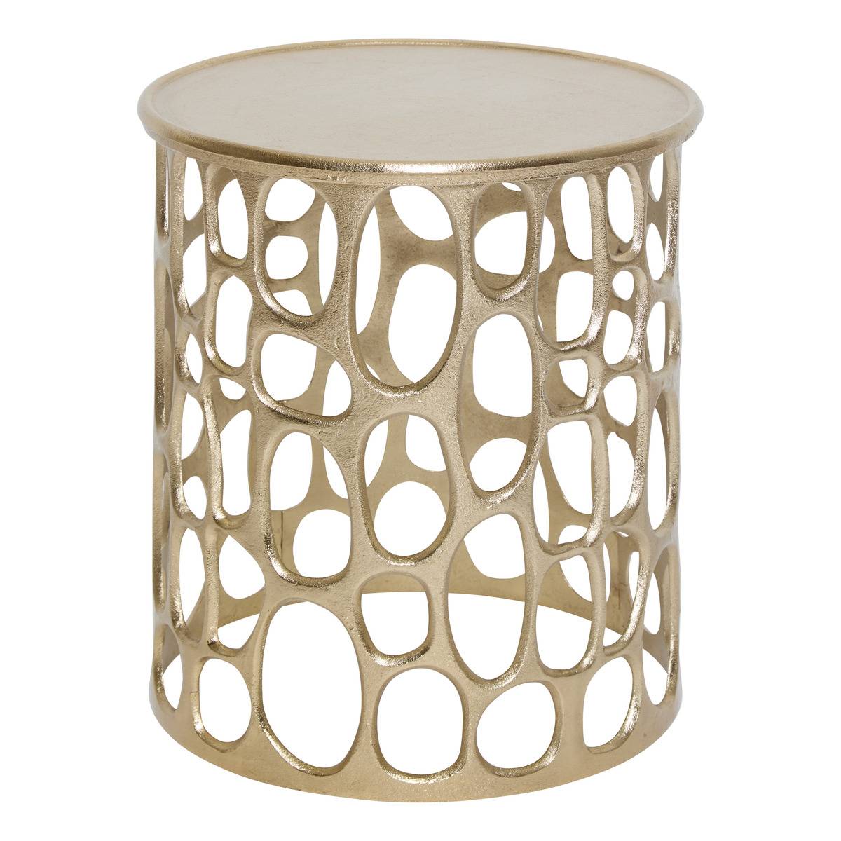 Table d'appoint ronde en aluminium MESH doré, ATMOSPHERA
