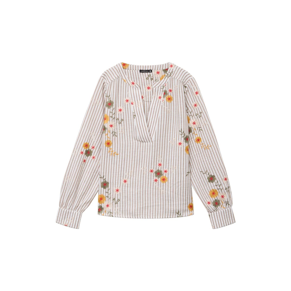 Blouse col v manches longues vert, BREAL