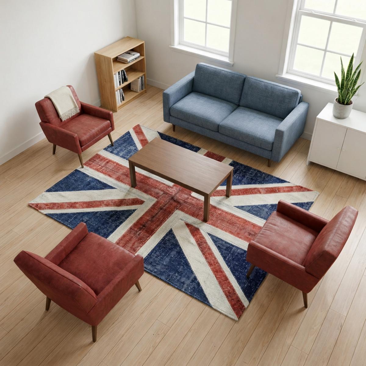 Tapis salon et chambre fait main en laine motif géométrique rouge, UN AMOUR DE TAPIS
