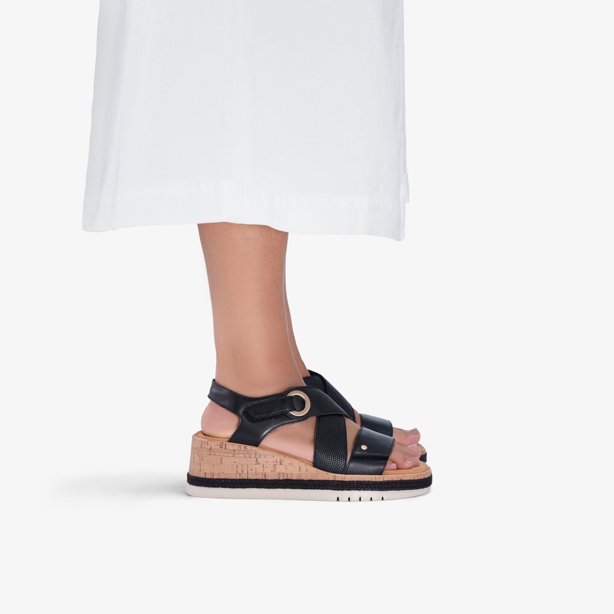 Sandales spartiates Cuir Kidiki Sun Black Combi noir, CLARKS
