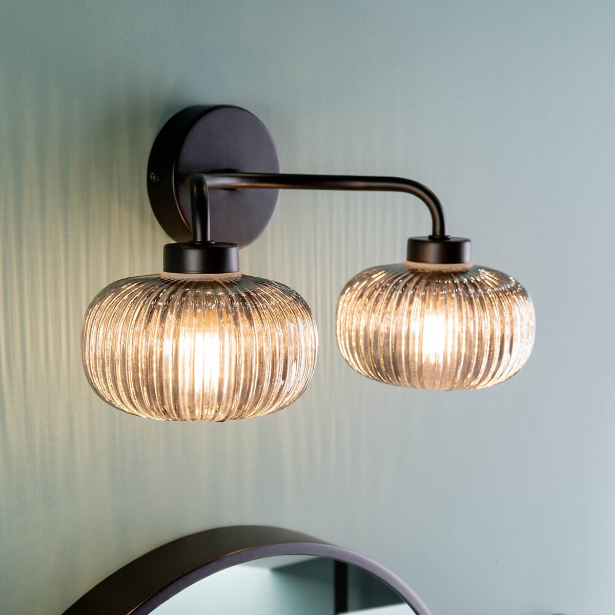 Arran 2-Light Bathroom Wall Light in Matte Black black, SO'HOME