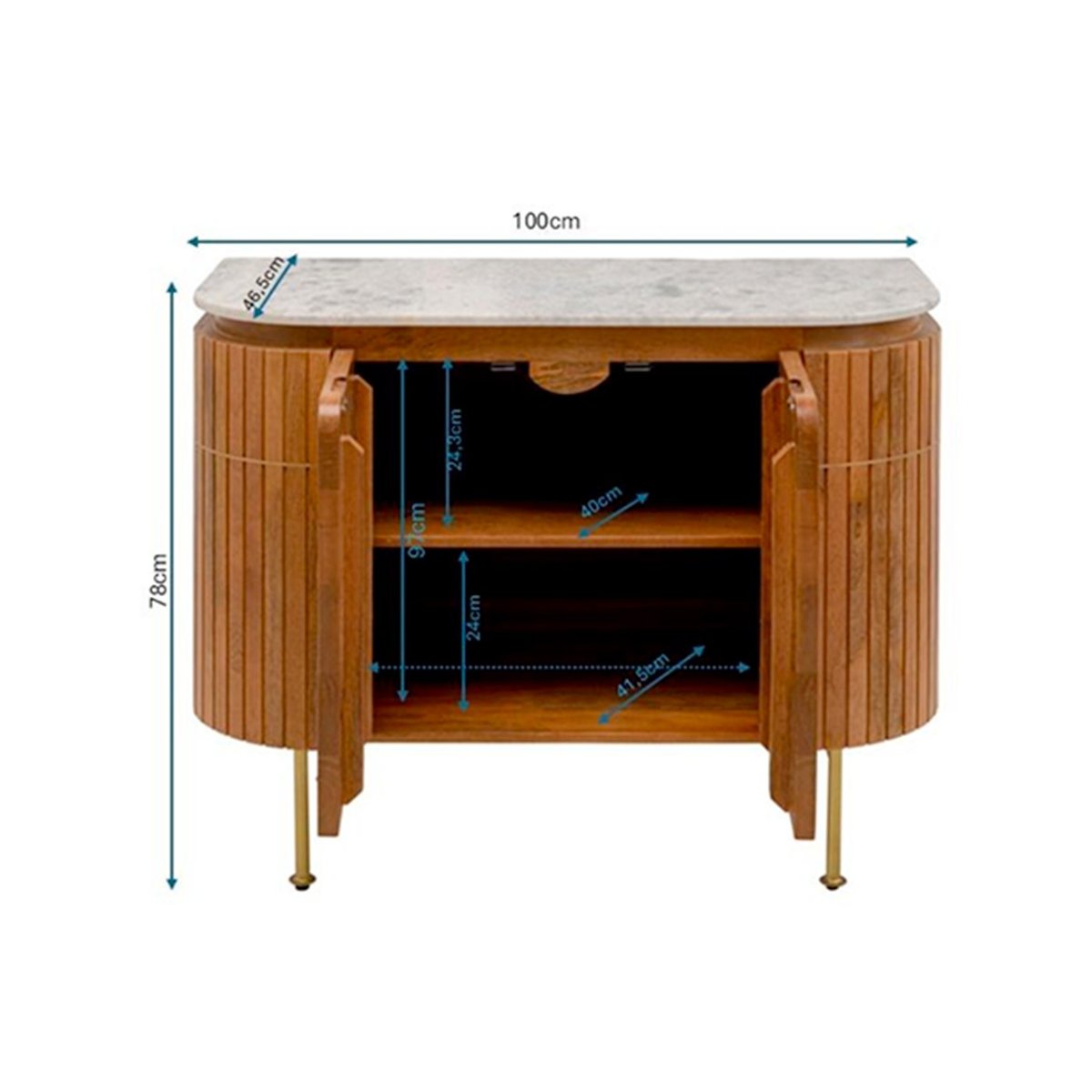 Buffet 2 portes en manguier et marbre, GRACE bois, KARE DESIGN