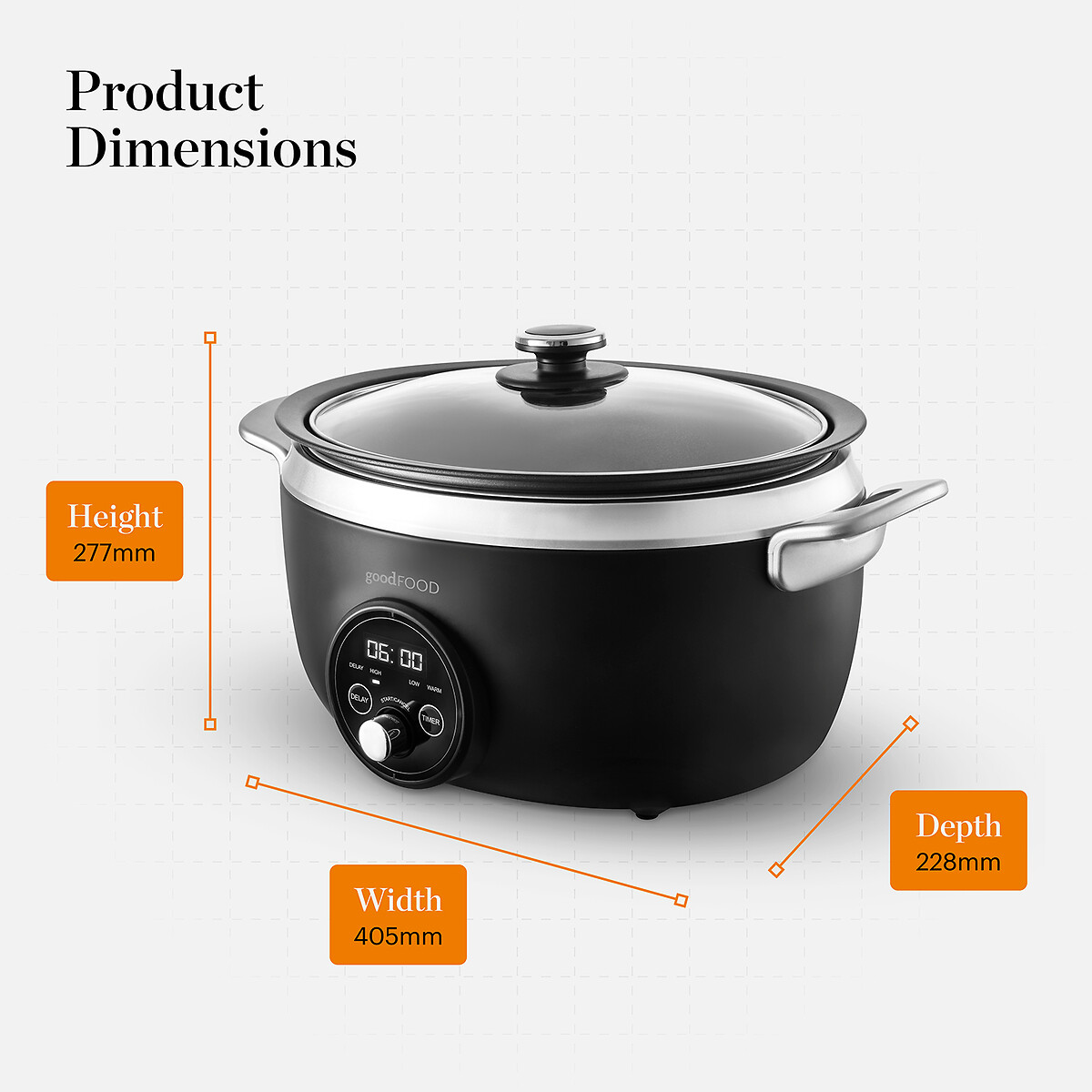 3.5L Digital Slow Cooker black, GOOD FOOD BY TOWER