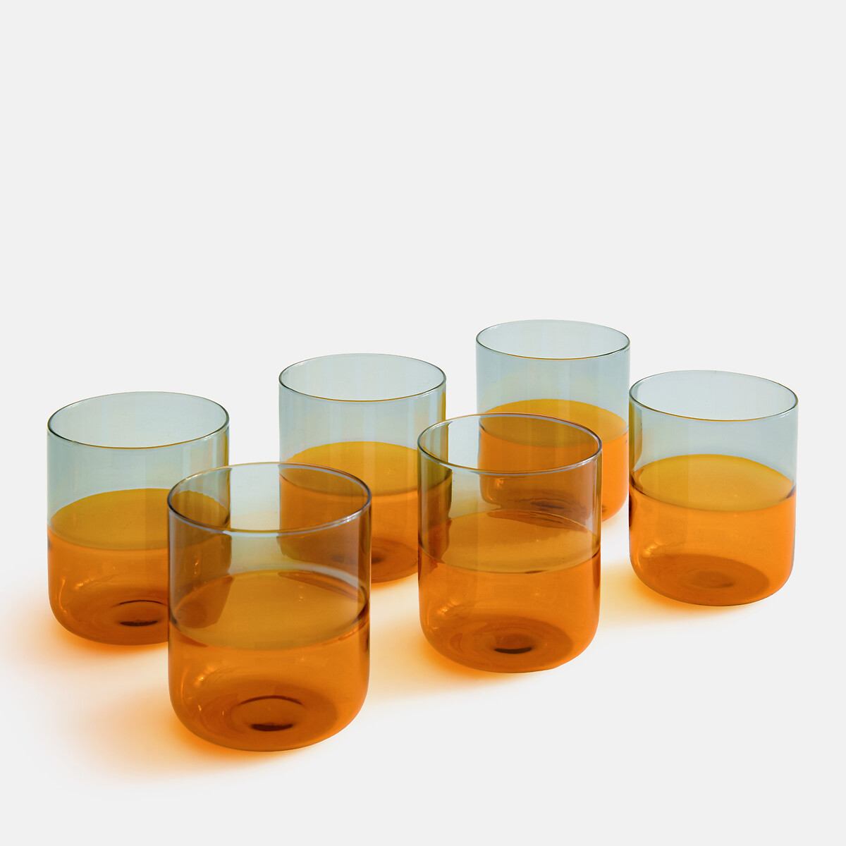 Set of 6 Bianka Two-Tone Borosilicate Glass Water Glasses amber/smoky, LA REDOUTE INTERIEURS