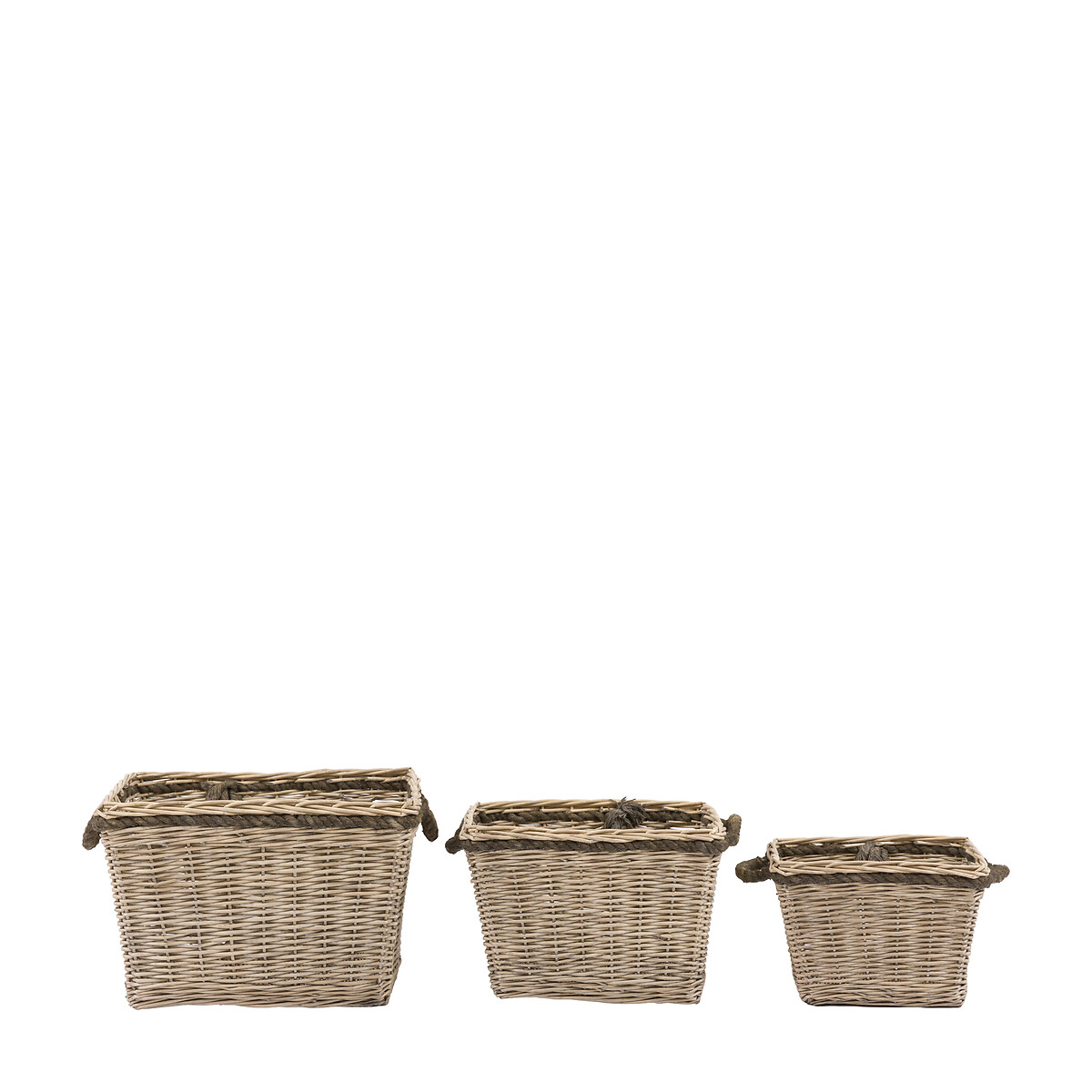 Set of 3 Aspen Woven Log Baskets in Natural brown              , ÉDITÉ