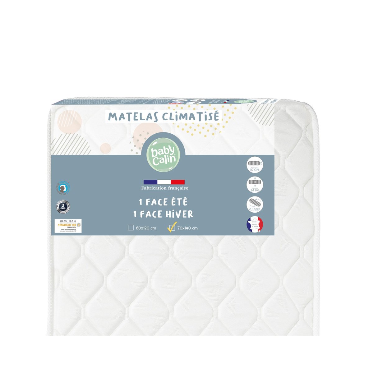 Matelas bébé 70 x 140 cm - Blanc blanc, BABYCALIN