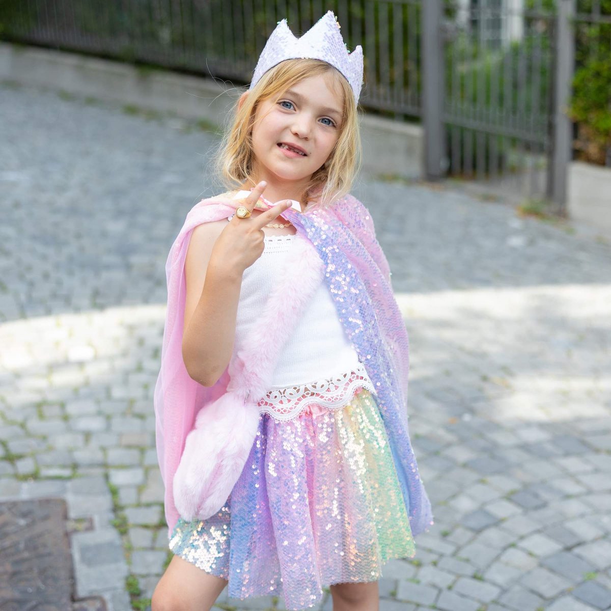 Déguisement enfant cape à sequins pastel multicolore, GREAT PRETENDERS