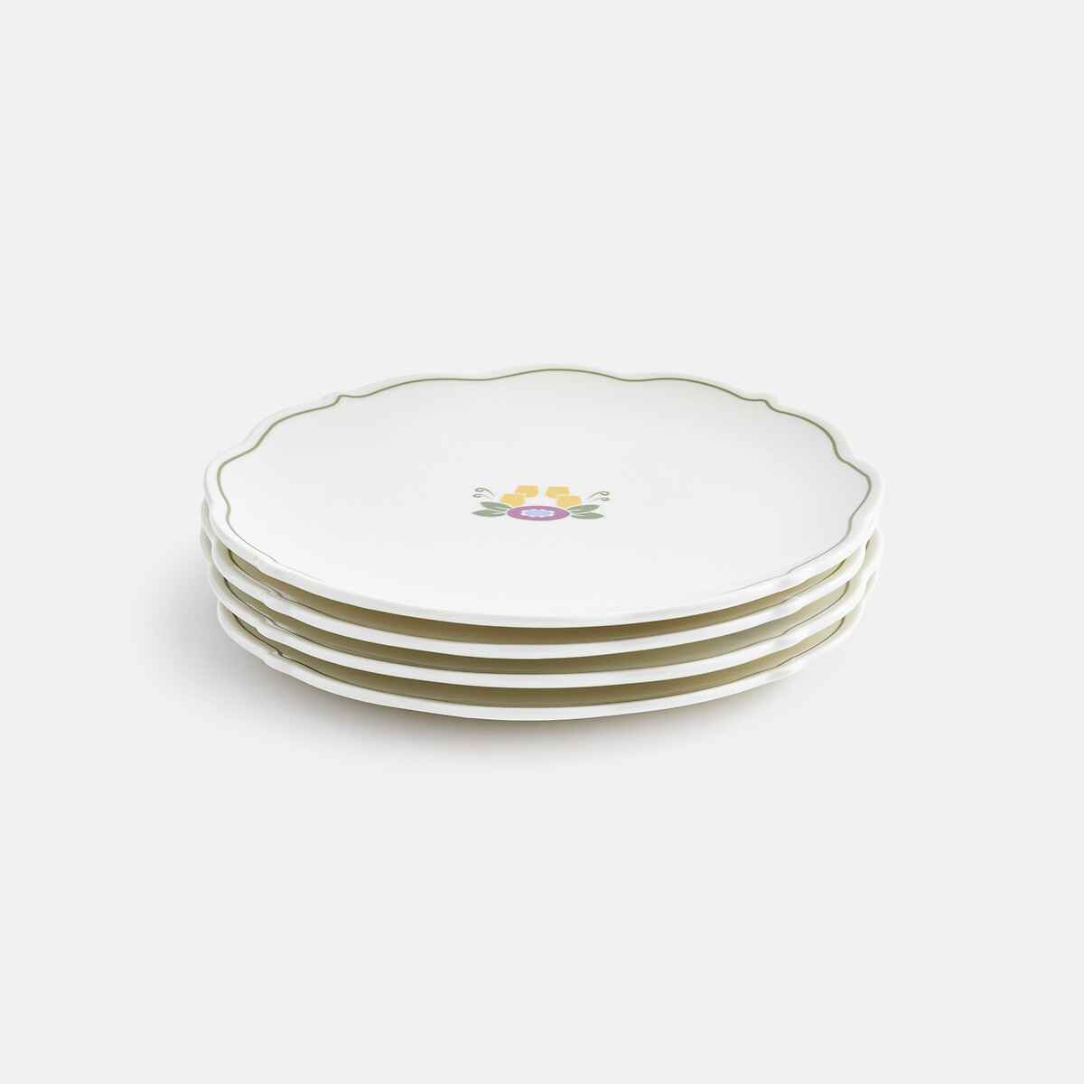 Lot de 4 assiettes à dessert au décor floral, en porcelaine, POPIE imprimé floral, LA REDOUTE INTERIEURS
