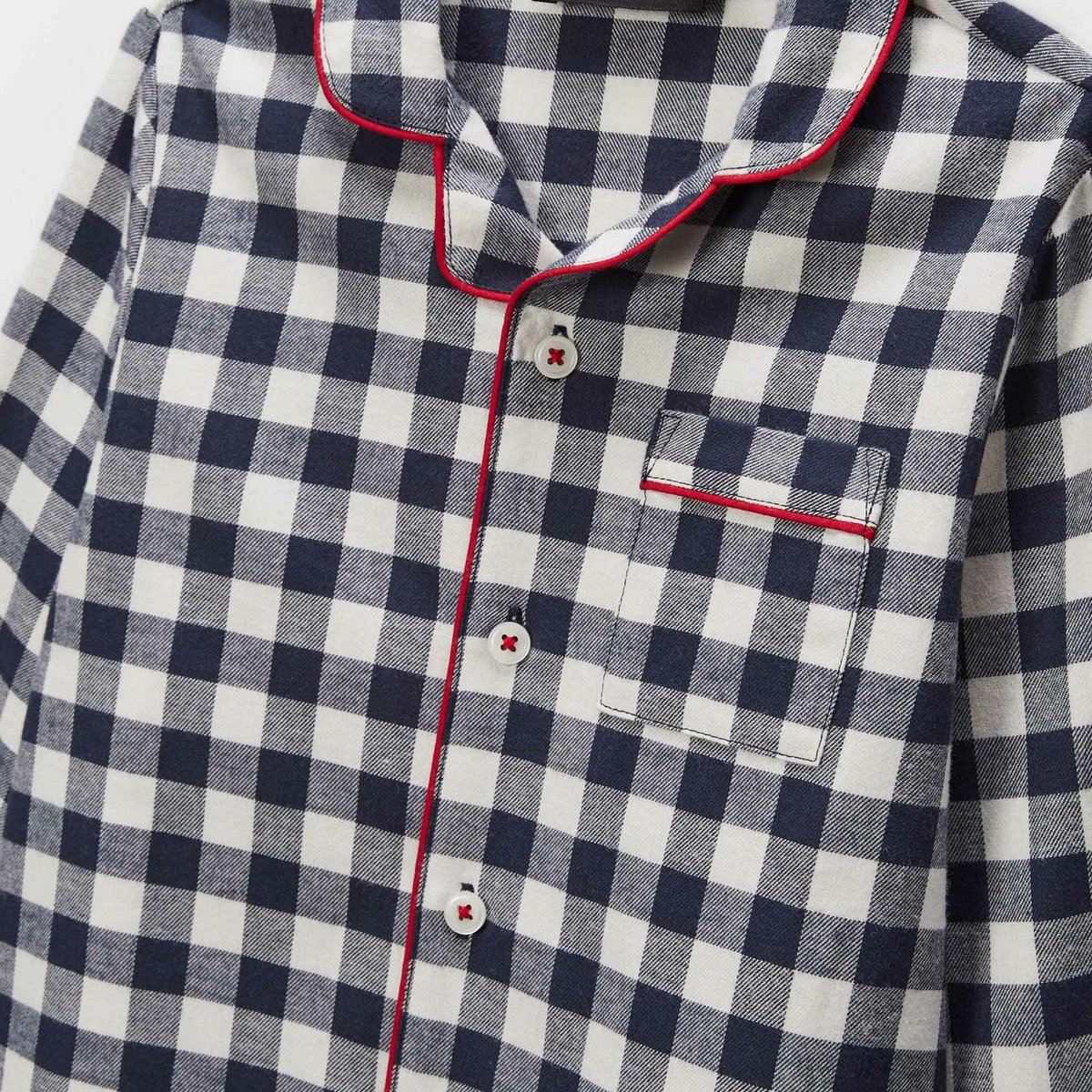 Pyjama chemise manches longues à carreaux en coton deluge, MONOPRIX