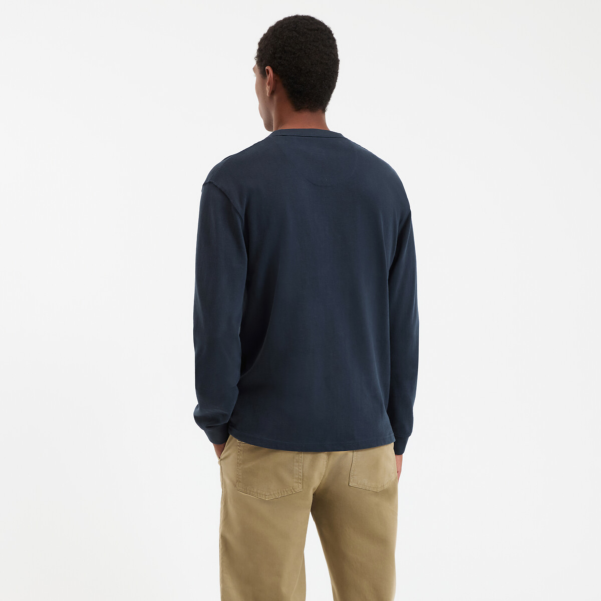 T-shirt en coton épais et toucher doux bleu marine, LA REDOUTE COLLECTIONS