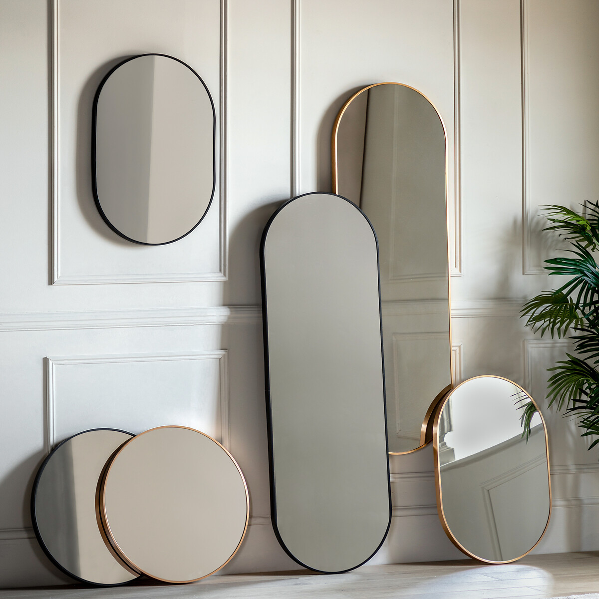 50x150cm Yates Oval Mirror black, ÉDITÉ