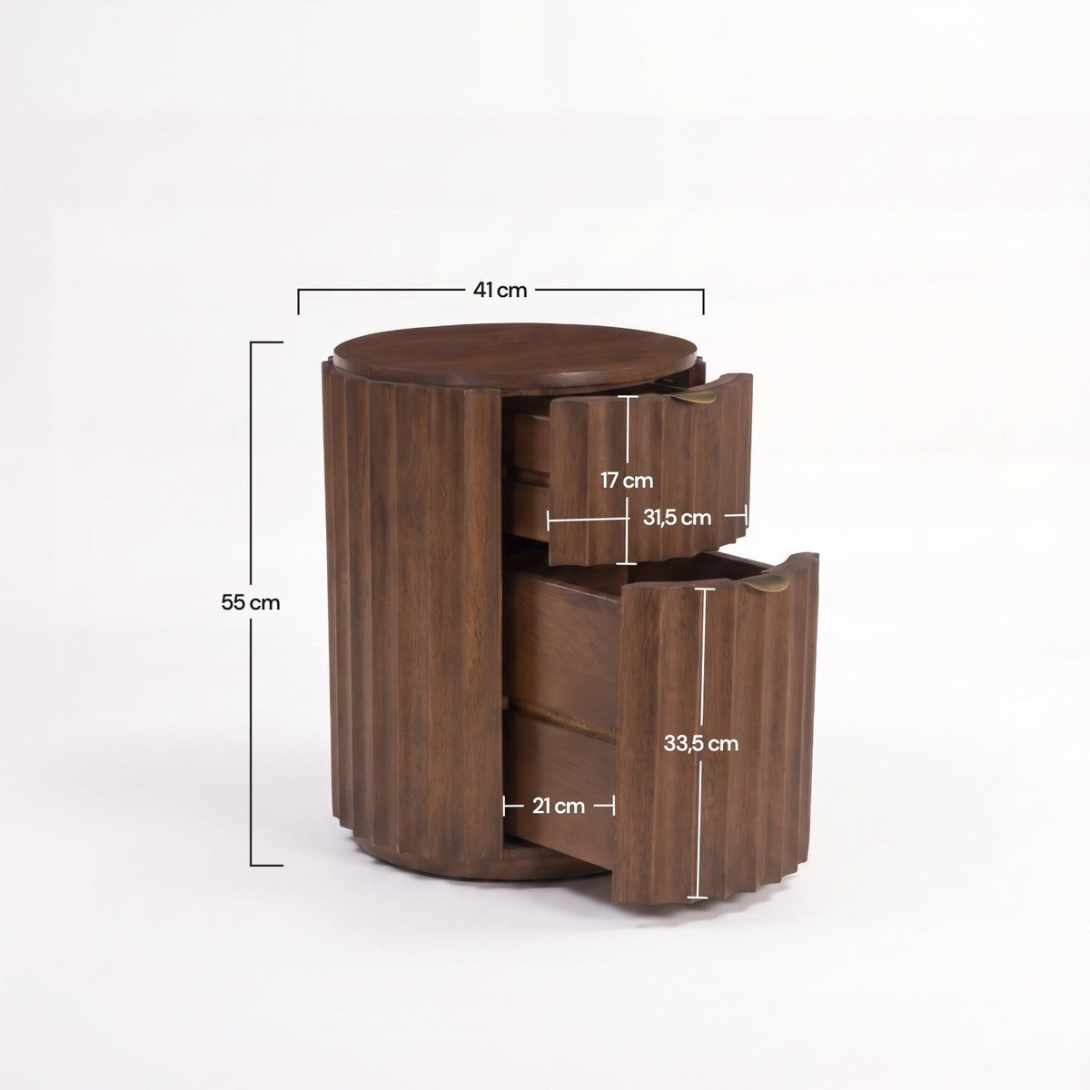Table d'appoint en bois de manguier finition noyer, 2 tiroirs - LIVIO marron foncé, MAISON PAVANE