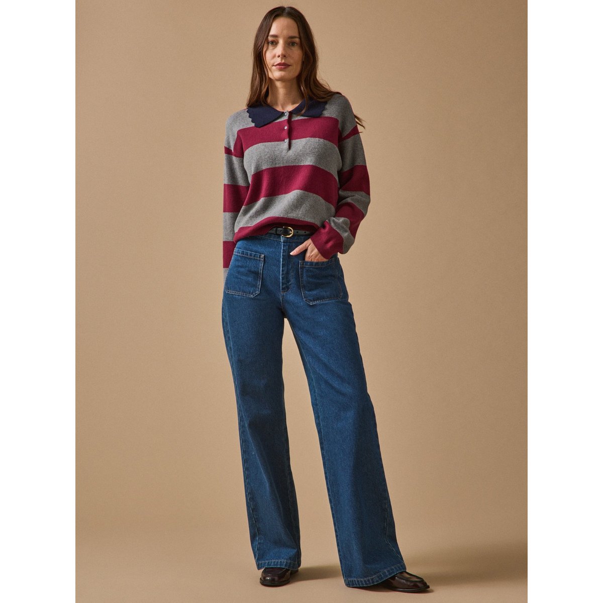 Jean flare  Suzanne coton biologique denim stone, CYRILLUS