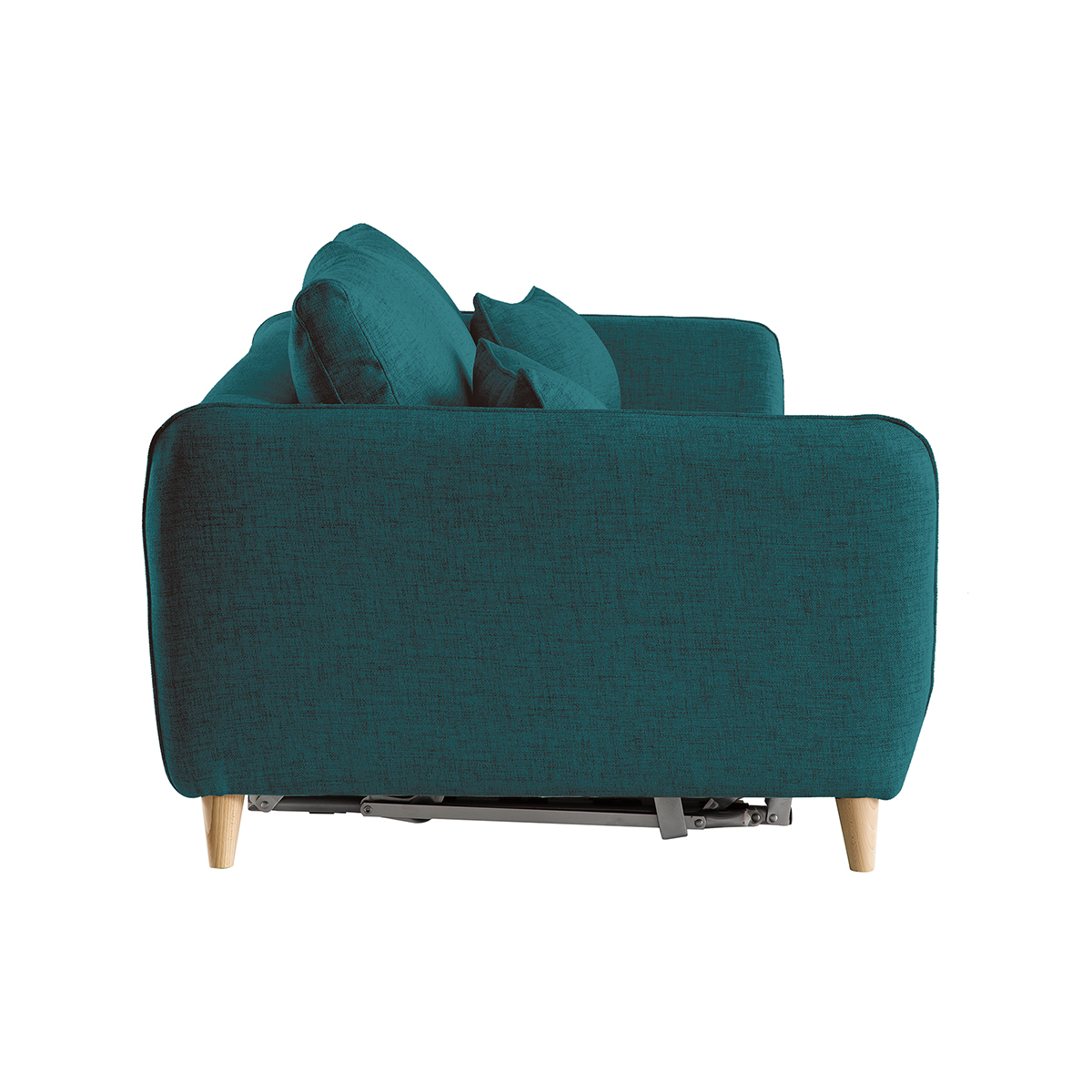 Canapé convertible scandinave 3 places avec matelas 10 cm CREEP bleu, MILIBOO