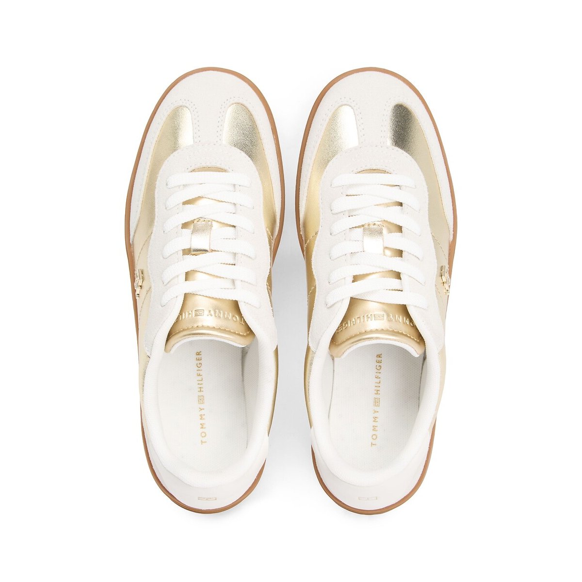 Mu Jackie Leather Trainers ecru/gold-coloured, TOMMY HILFIGER