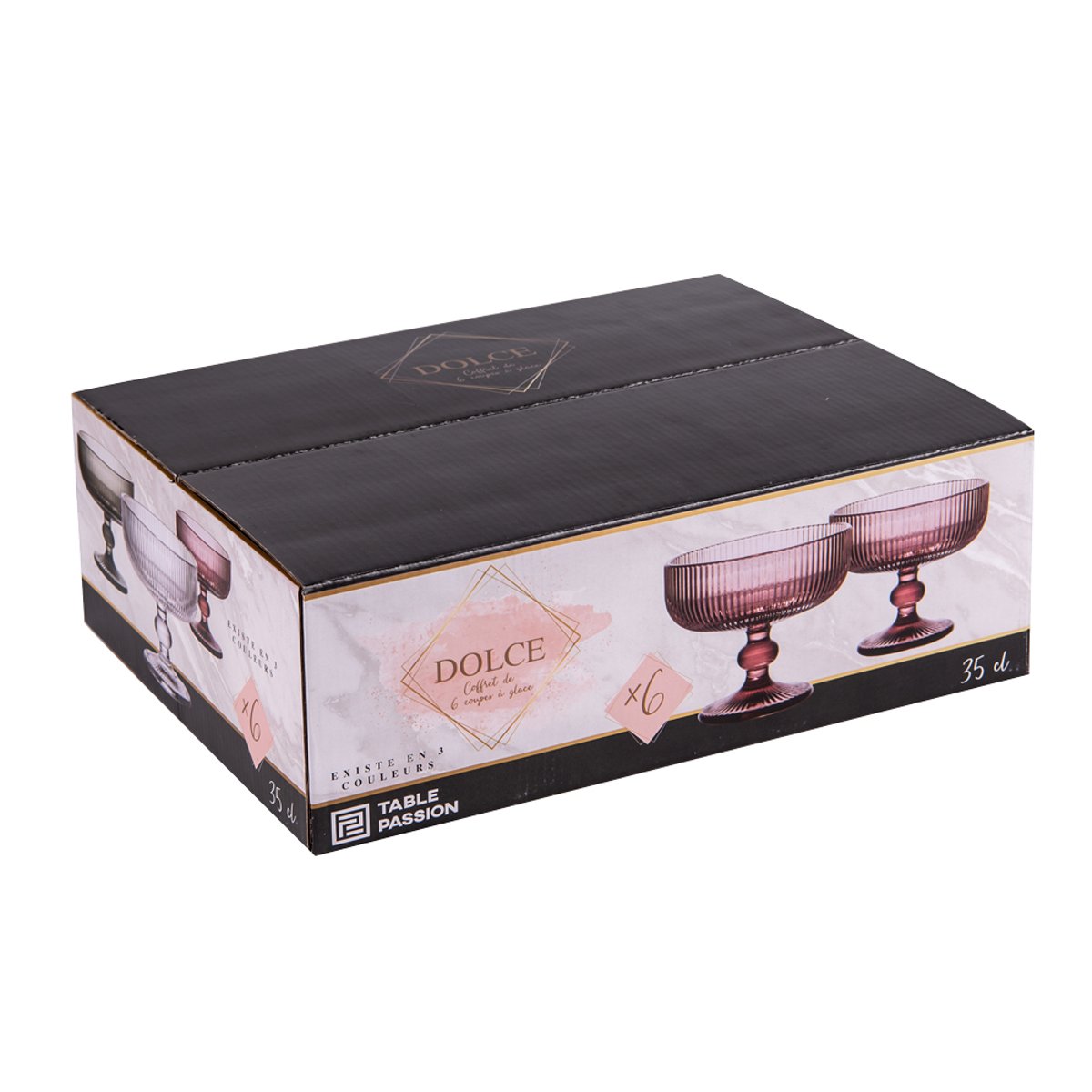 Boite de 6 coupes à glace Dolce 35 cl rose, TABLE PASSION