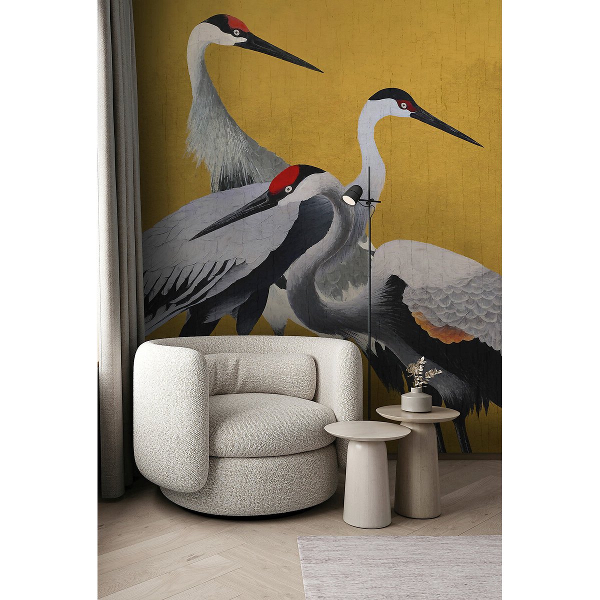 Papel de parede Yellow Cranes, INTERELIFE multicolor, INTERELIFE