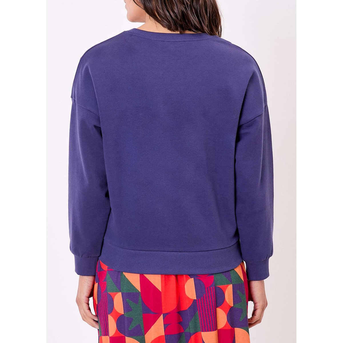 Sweat coton bio col rond PRUNE bleu navy prune, PRINCESSE NOMADE