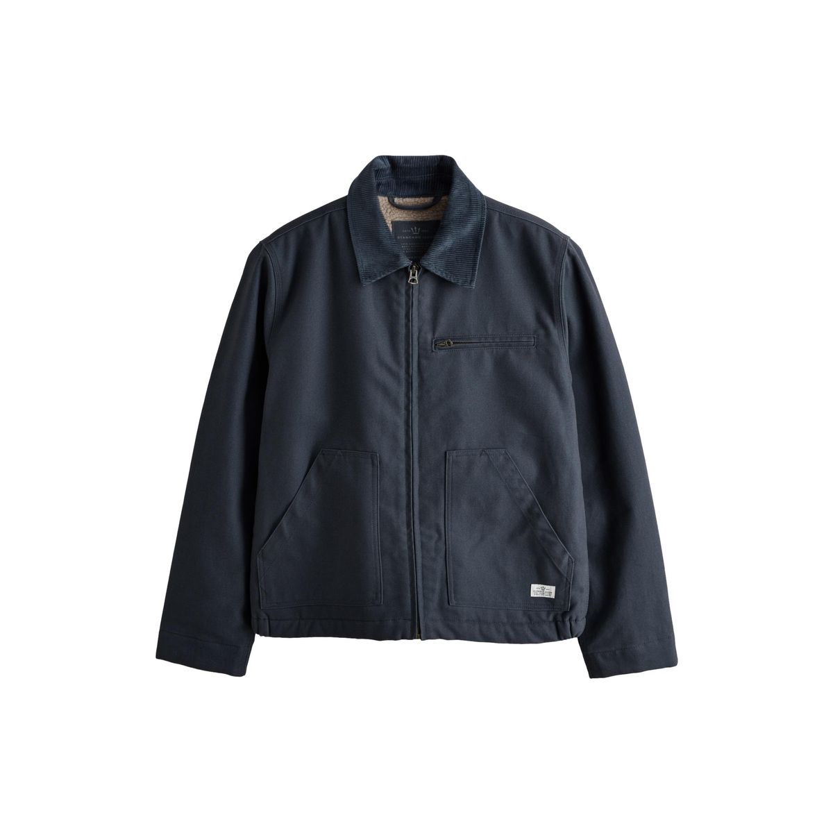 Veste en toile déperlante et peau lainée bleu marine, NEXT