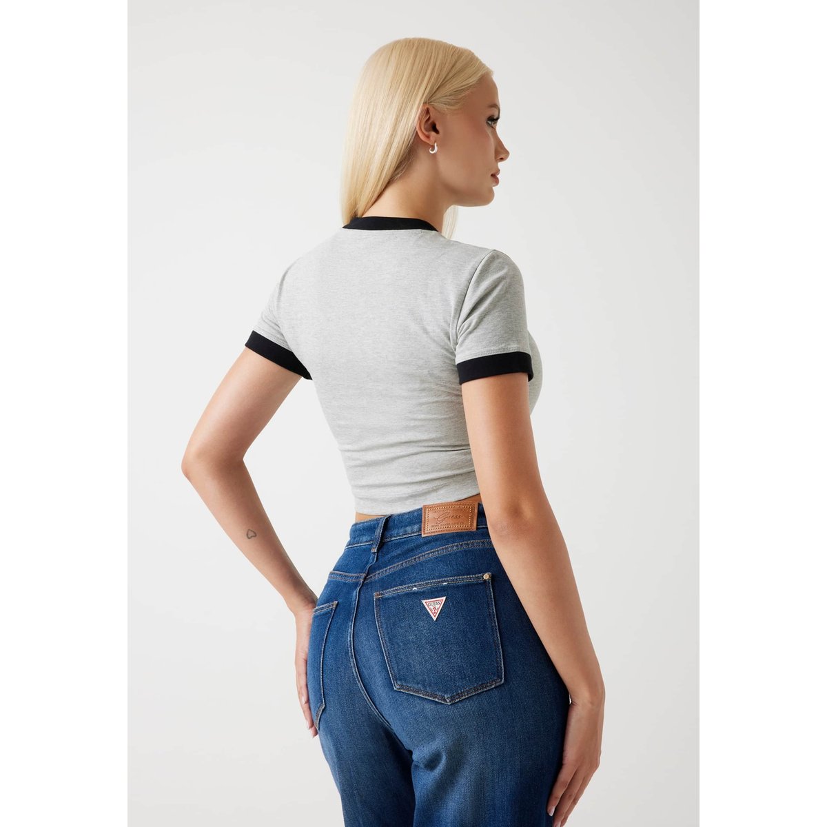 T-Shirt Logo Crop Boxy gris, GUESS