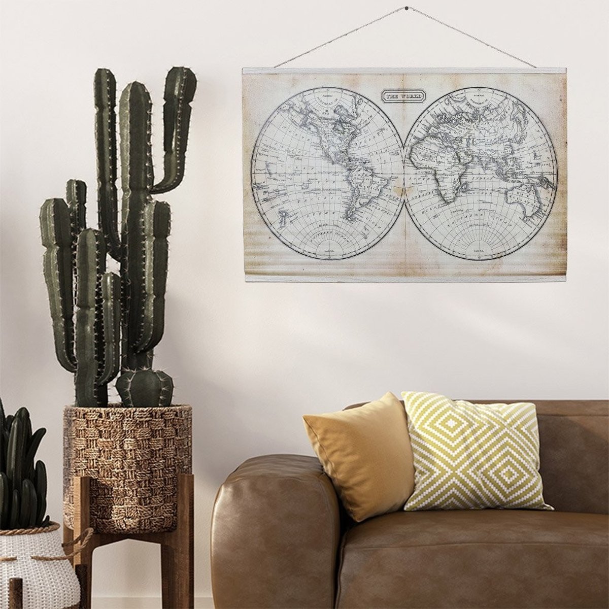 Tableau toile Mappemonde blanc, DECORATIE