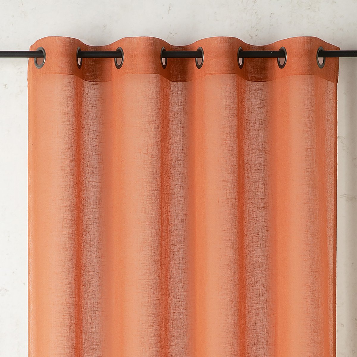 Voilage uni et tamisant en poly/lin orange, LINDER