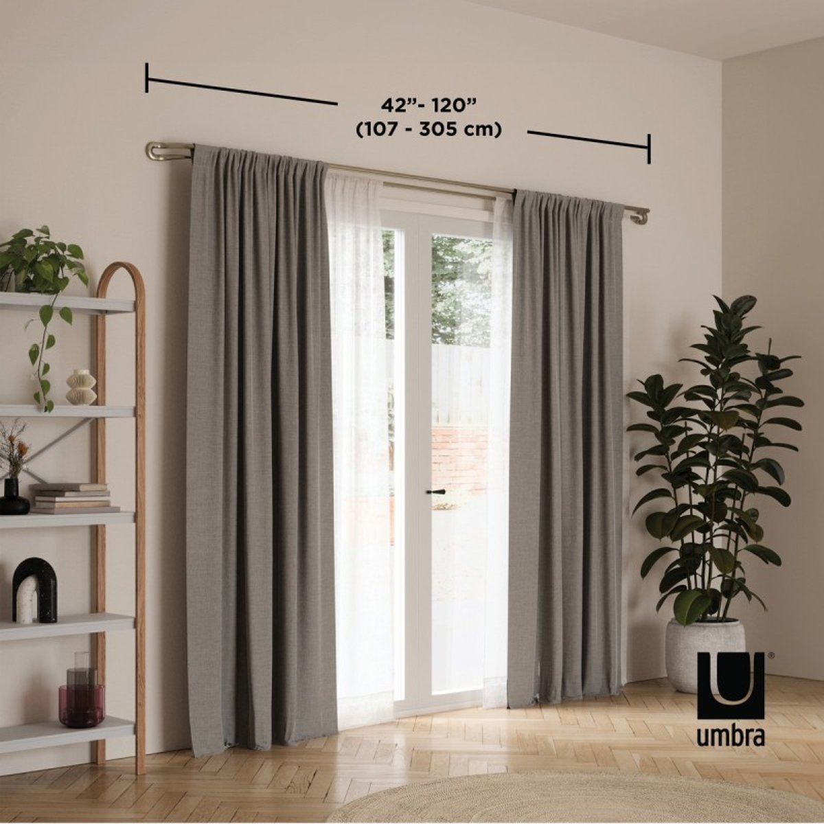 Tringle à rideaux double occultante  MIDNIGHT argent, UMBRA
