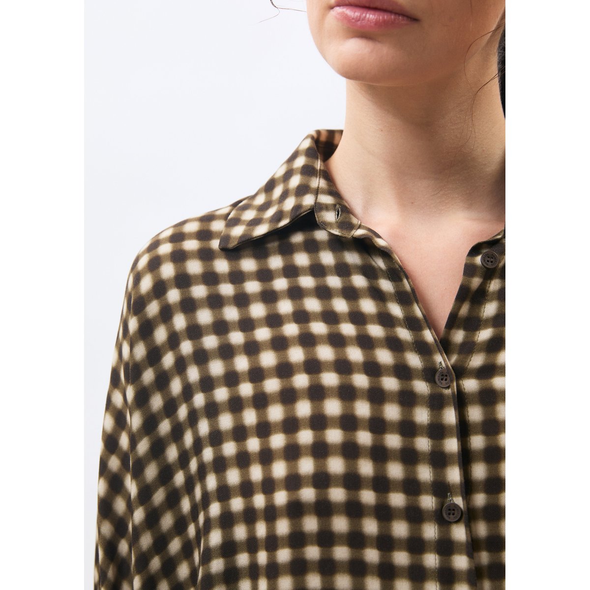Chemise oversize à carreaux kaki/sable, HUMILITY