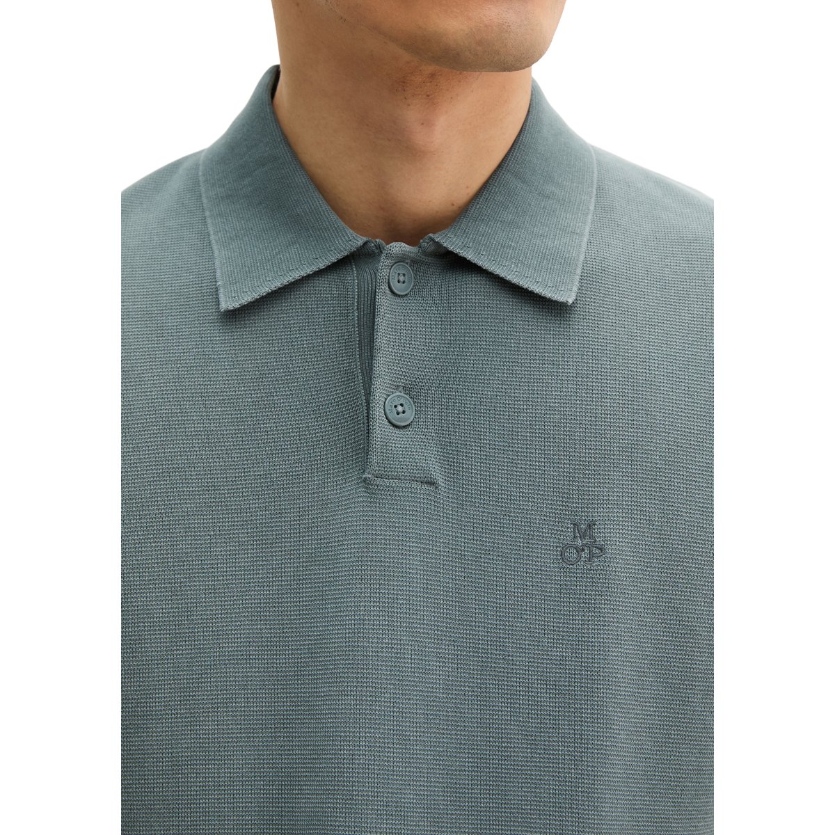 Polo en tricot régulier en coton biologique certifié gris foncé, MARC O'POLO