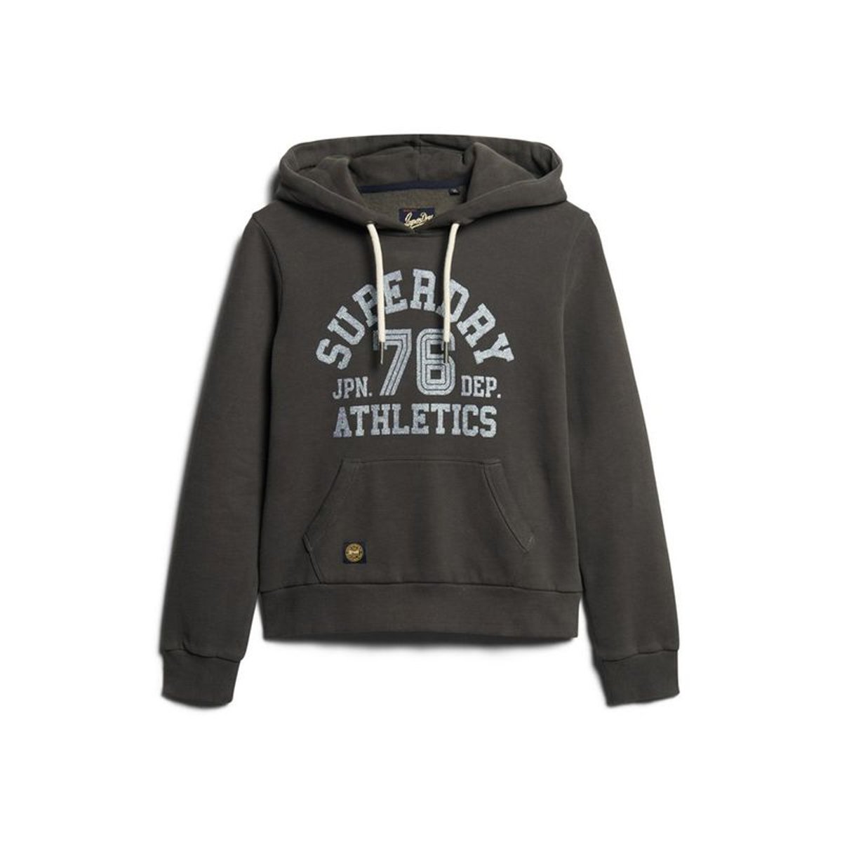 Sweat à capuche à motif Scripted College noir vintage, SUPERDRY