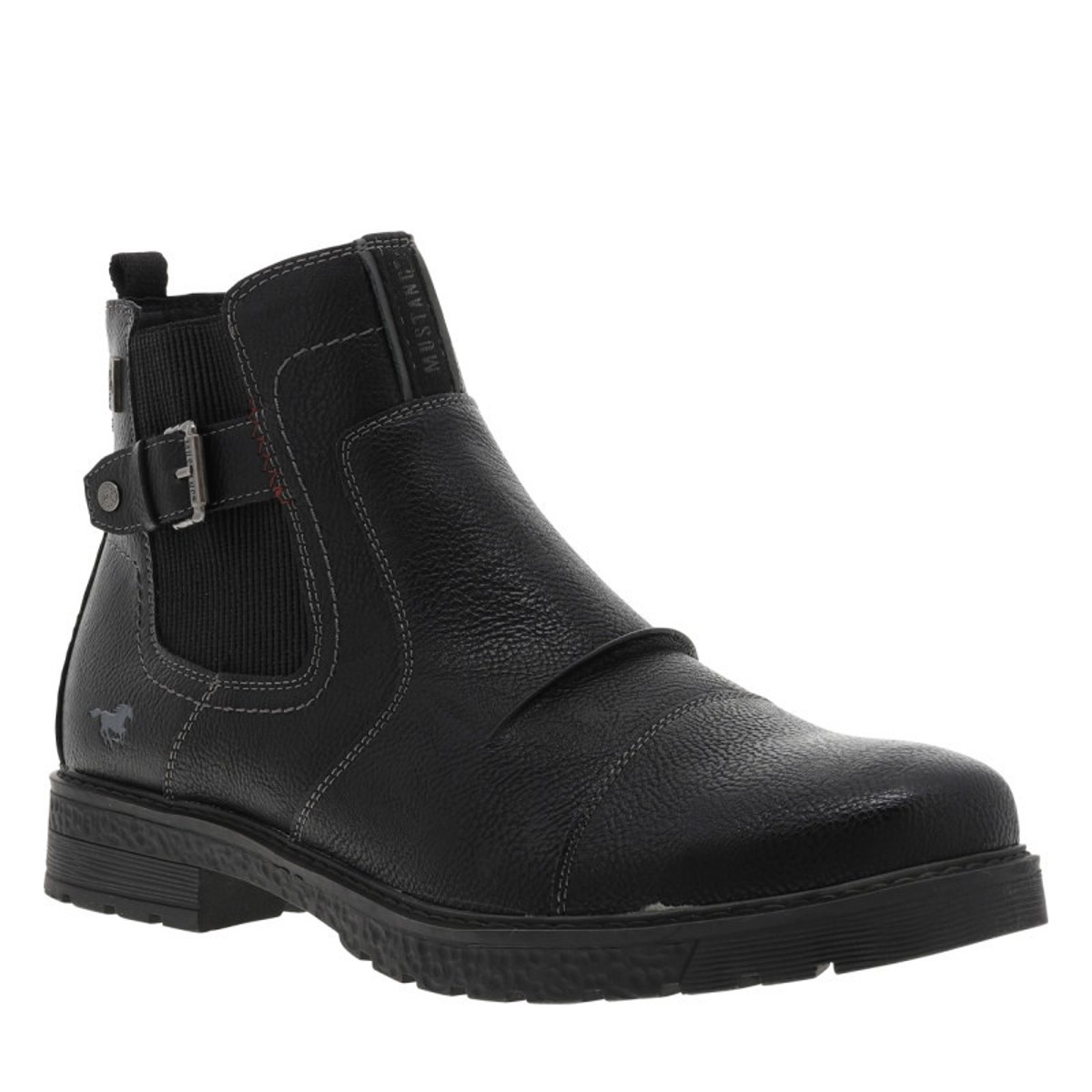 Boots noires à talon plat avec un zip et un soufflet élastiqué noires, MUSTANG