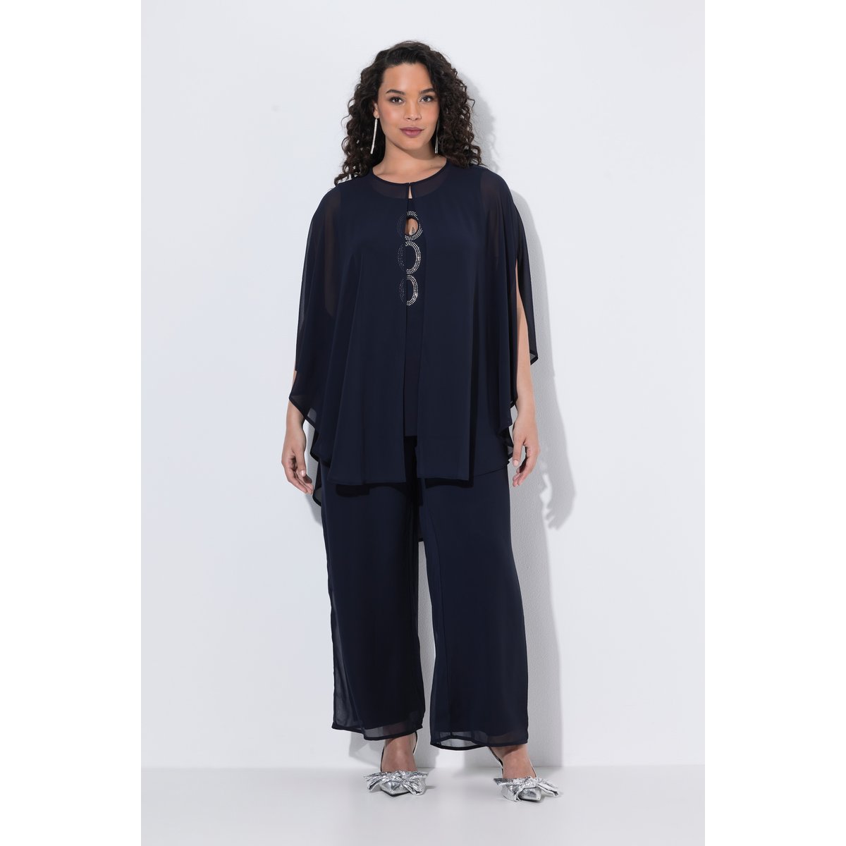 Blouse en mousseline, double épaisseur marine, ULLA POPKEN