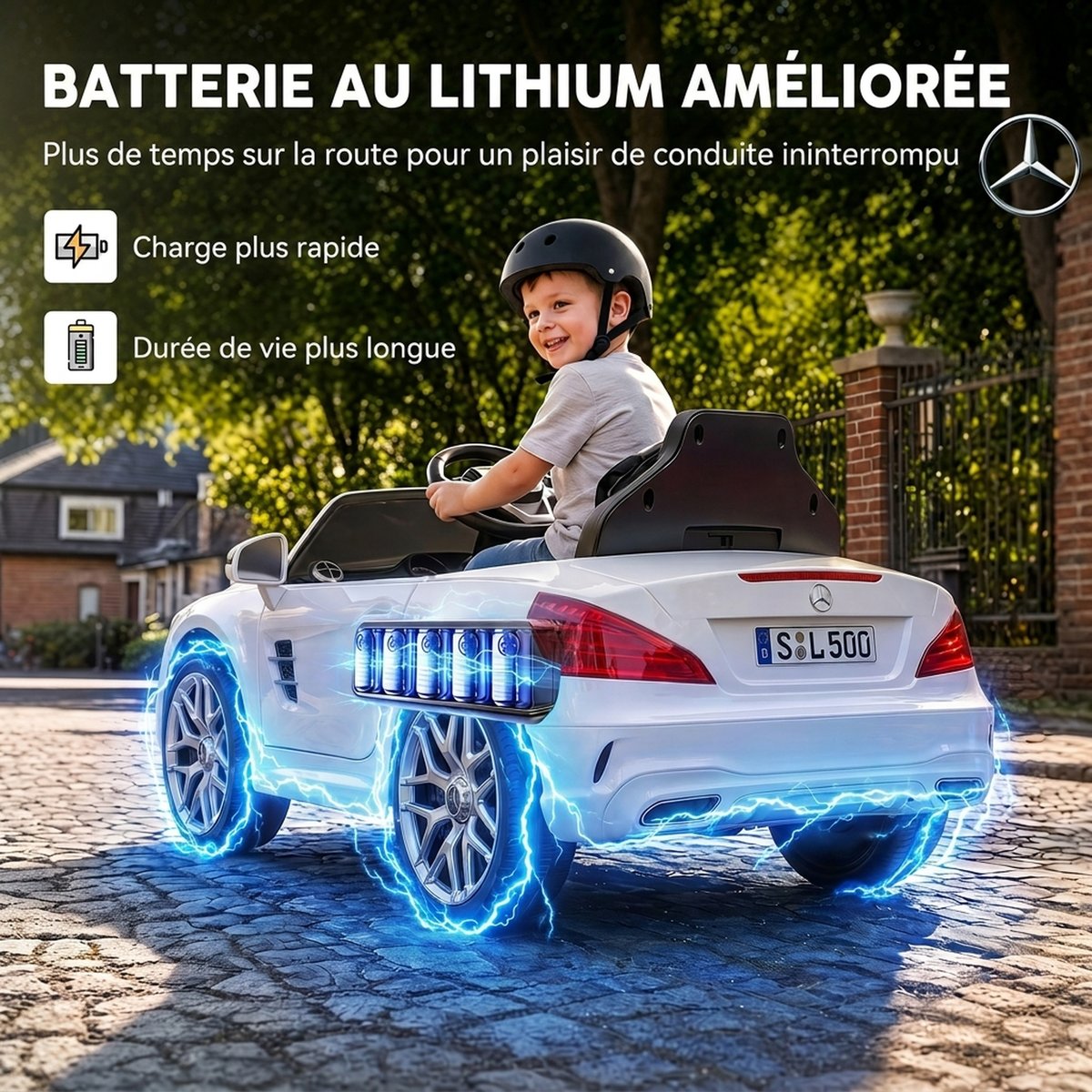 Voiture électrique à conducteur assis PP blanc, argenté, noir, AIYAPLAY