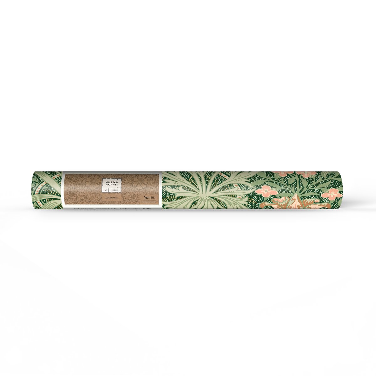 Papier peint fleuri Woodland Weeds Forest vert, corail, ocre, WILLIAM MORRIS AT HOME