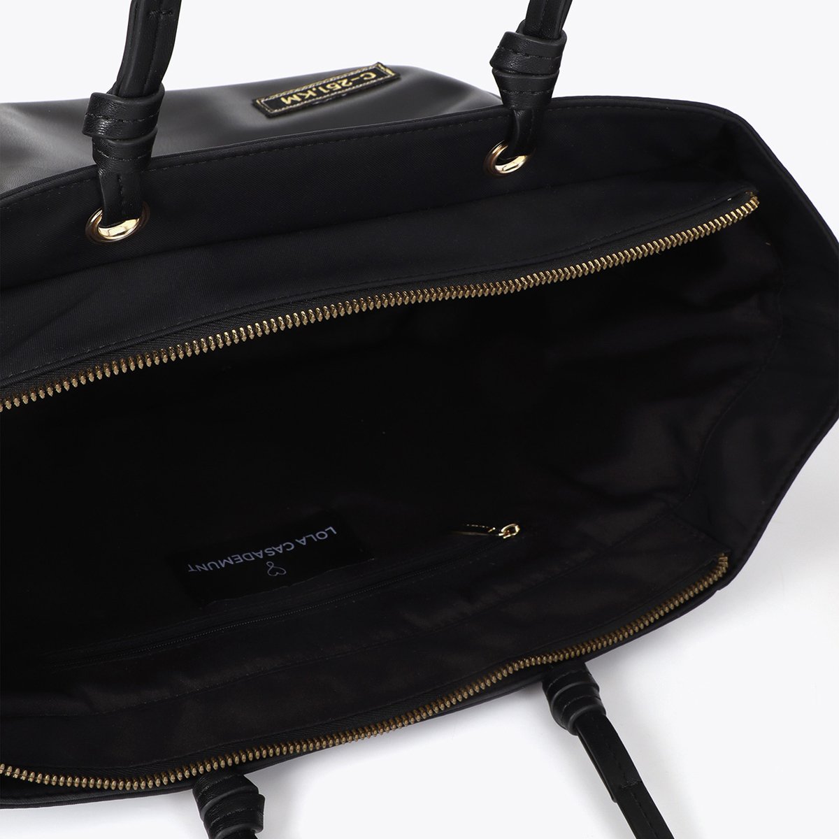 Cabas avec patchs brodés noir, LOLA CASADEMUNT