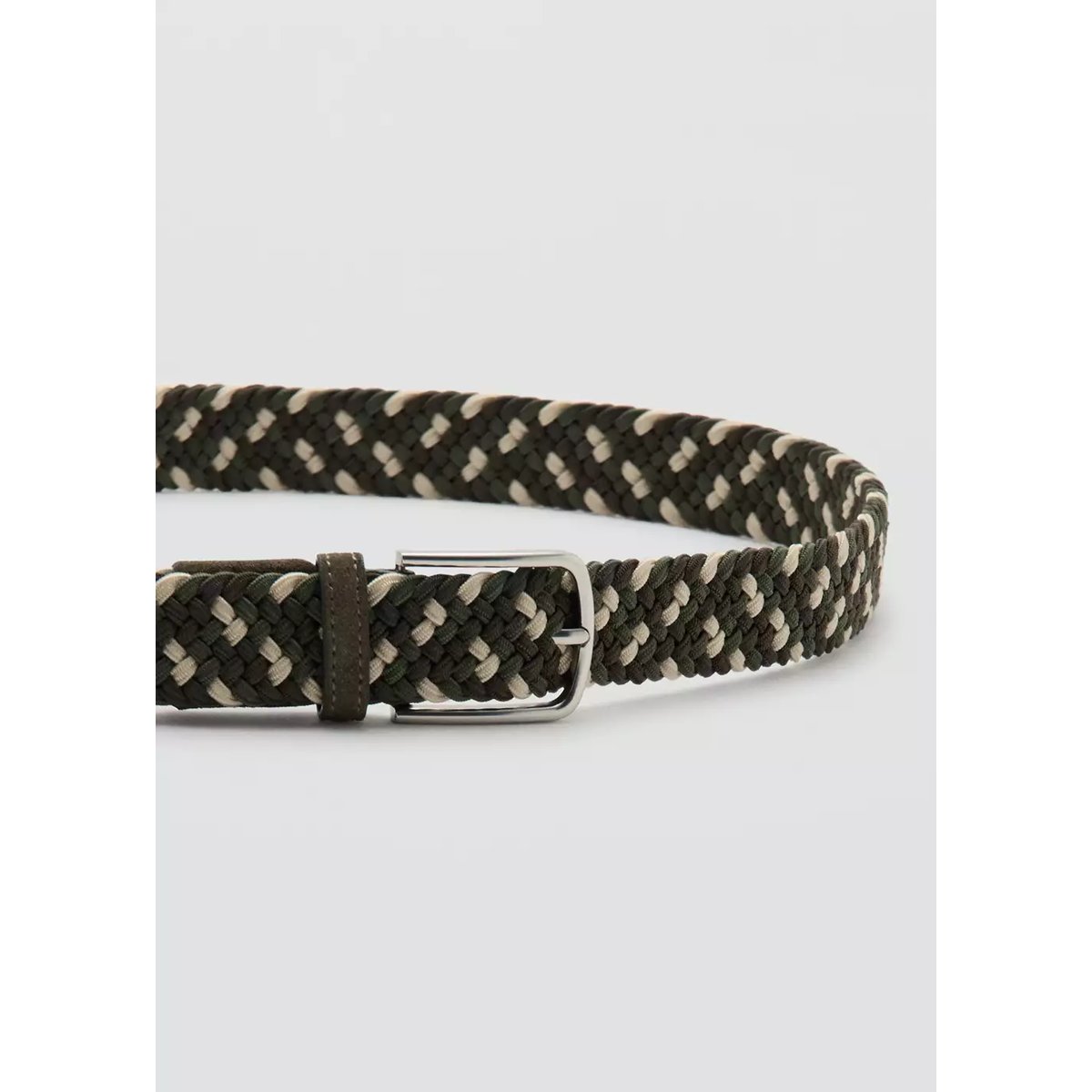 Ceinture élastique tressée couleurs kaki, MANGO MAN