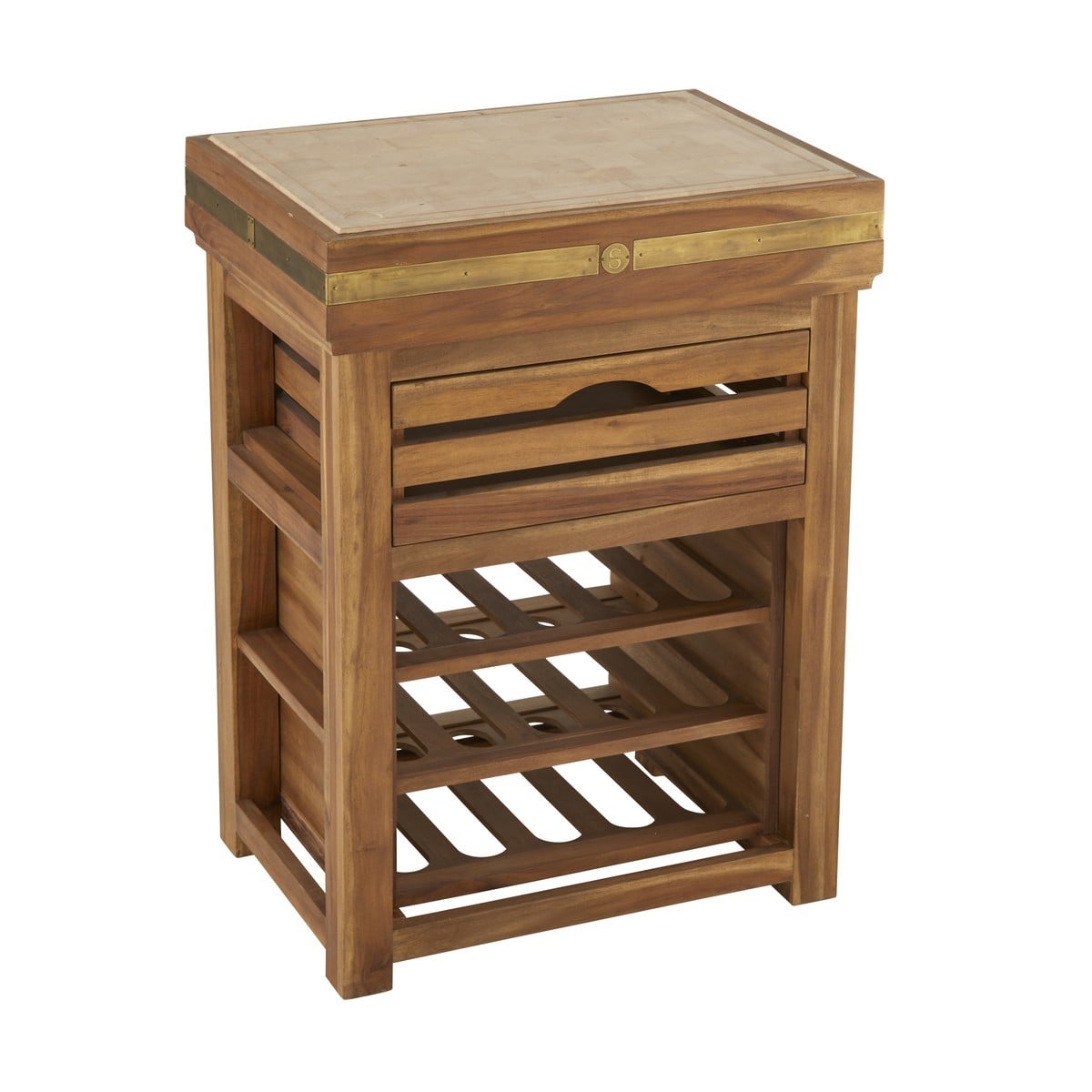Billot vinothèque en acacia massif PERCHE bois foncé, SIGNATURE