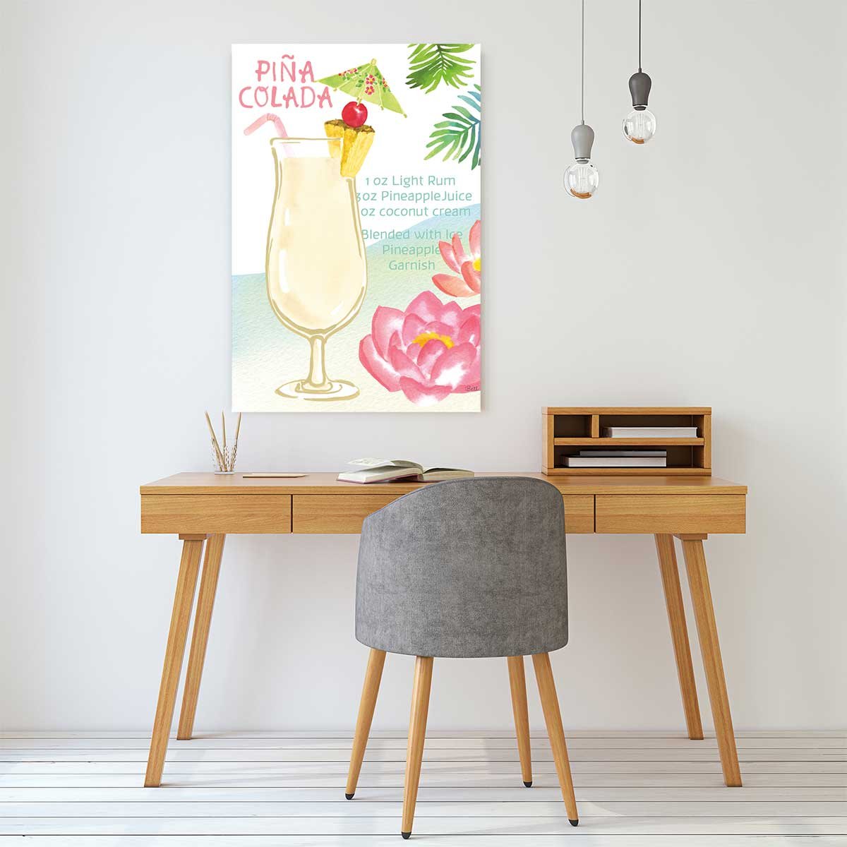 Tableau Pina colada en aquarelle tableau alu dibond, HEXOA