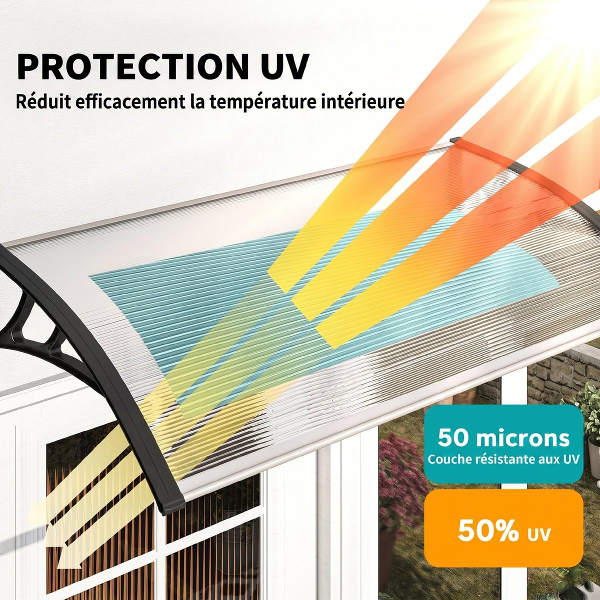 Auvent de porte Polycarbonate Transparent transparent, OUTSUNNY